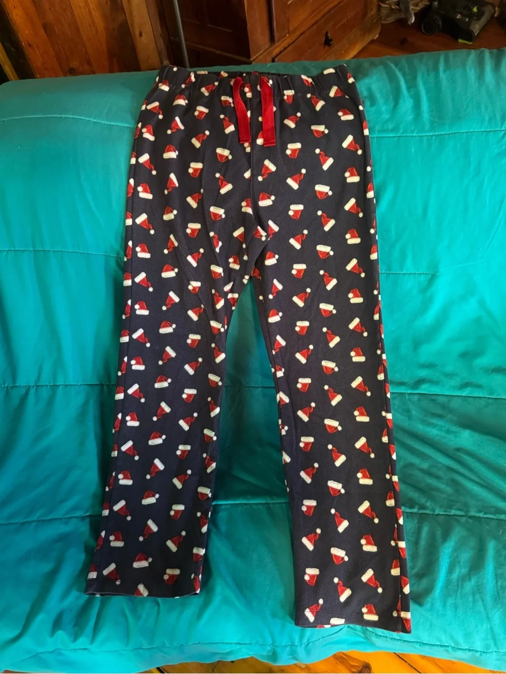 Old Navy Navy and Red Santa Print Kids Pajama Set